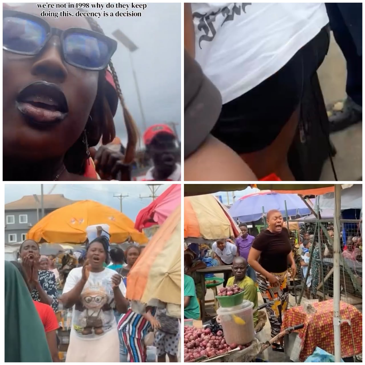 Young lady tackles market women for shaming her friend who was wearing a mini skirt